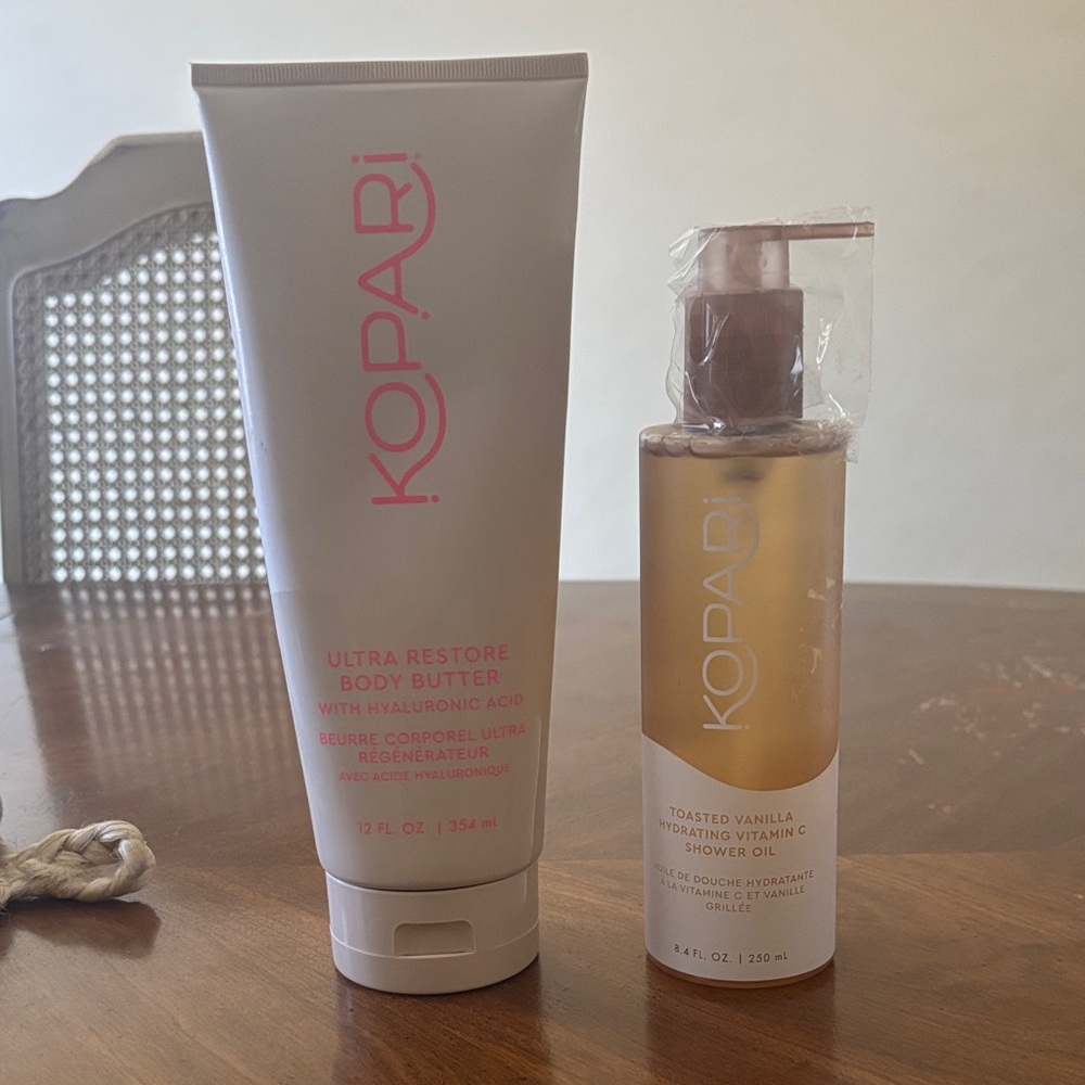 Kopari White & Pink Ultra Restore Body Butter + Toasted Vanilla Shower Oil Set